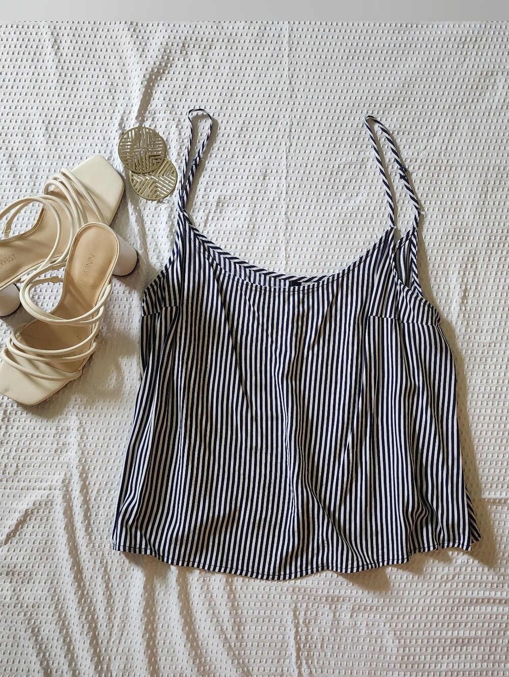 H&M Divided Navy & White Striped Top